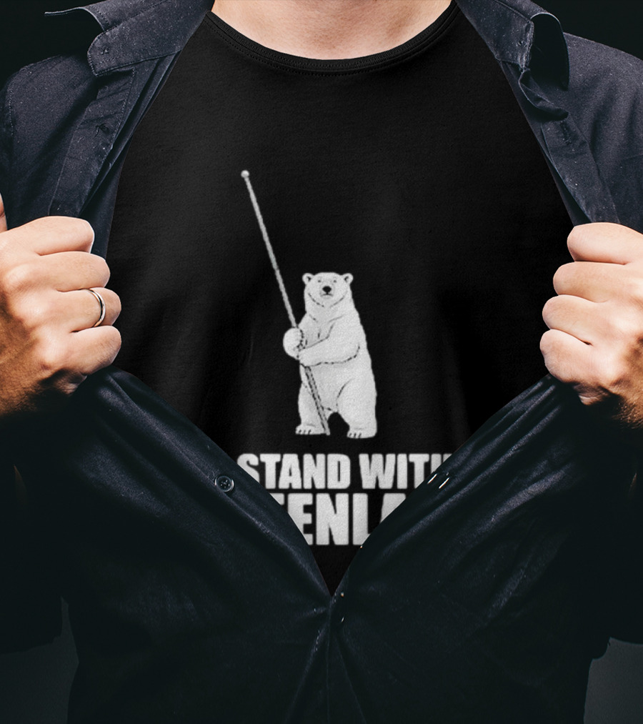 I Stand With Greenland Polar Bear Holding Staff T-Shirt