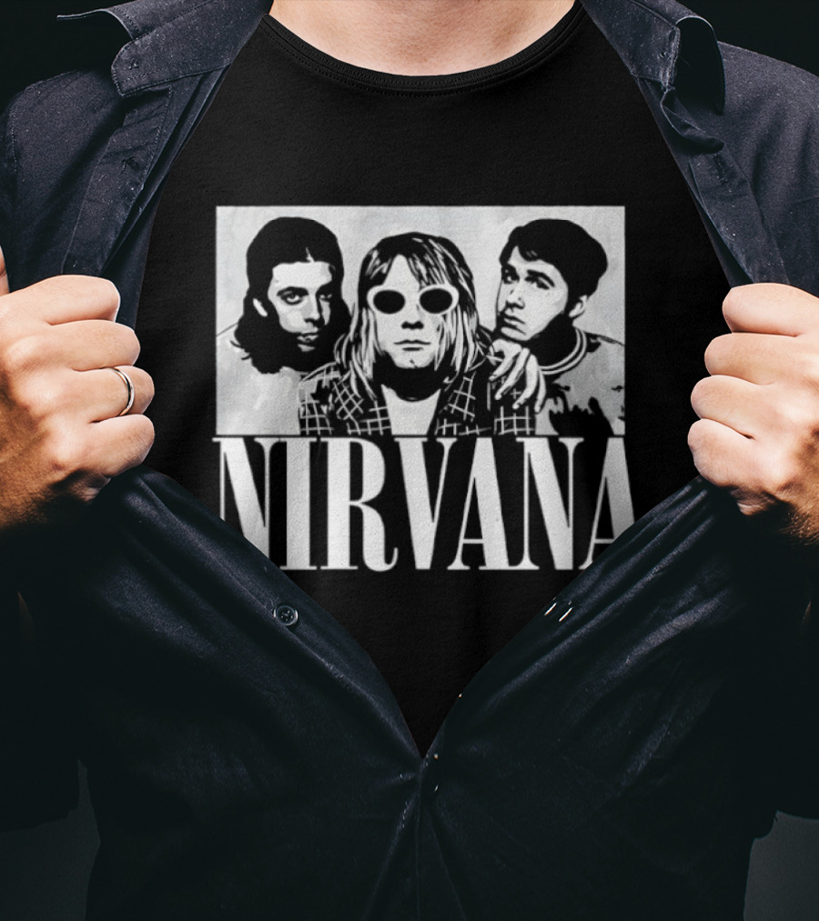 Krist Novoselic Kurt Cobain Pat Smear Nirvana Nevermind Album T-Shirt