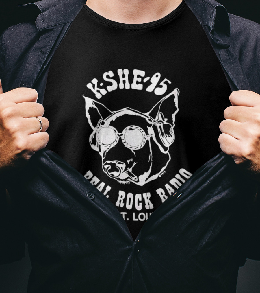 KSHE '95 Real Rock Radio St Louis Pig With Sunglasses T-Shirt