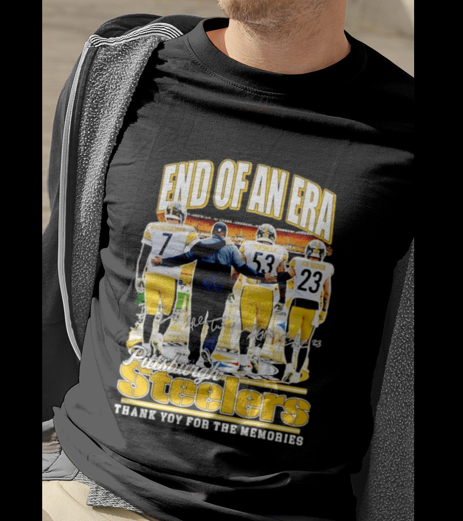 Pittsburgh Steelers End Of An Era Thank You For The Memories Ben Roethlisberger Maurkice Pouncey Joe Haden T-Shirt