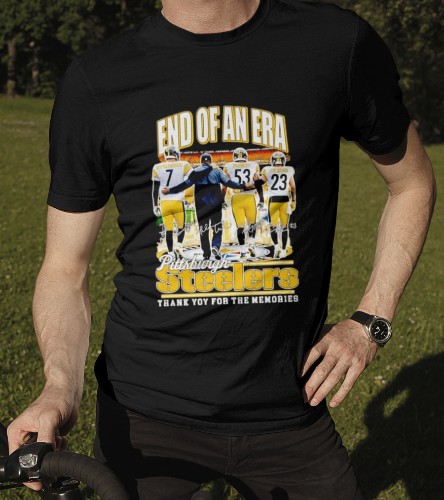 Pittsburgh Steelers End Of An Era Thank You For The Memories Ben Roethlisberger Maurkice Pouncey Joe Haden T-Shirt