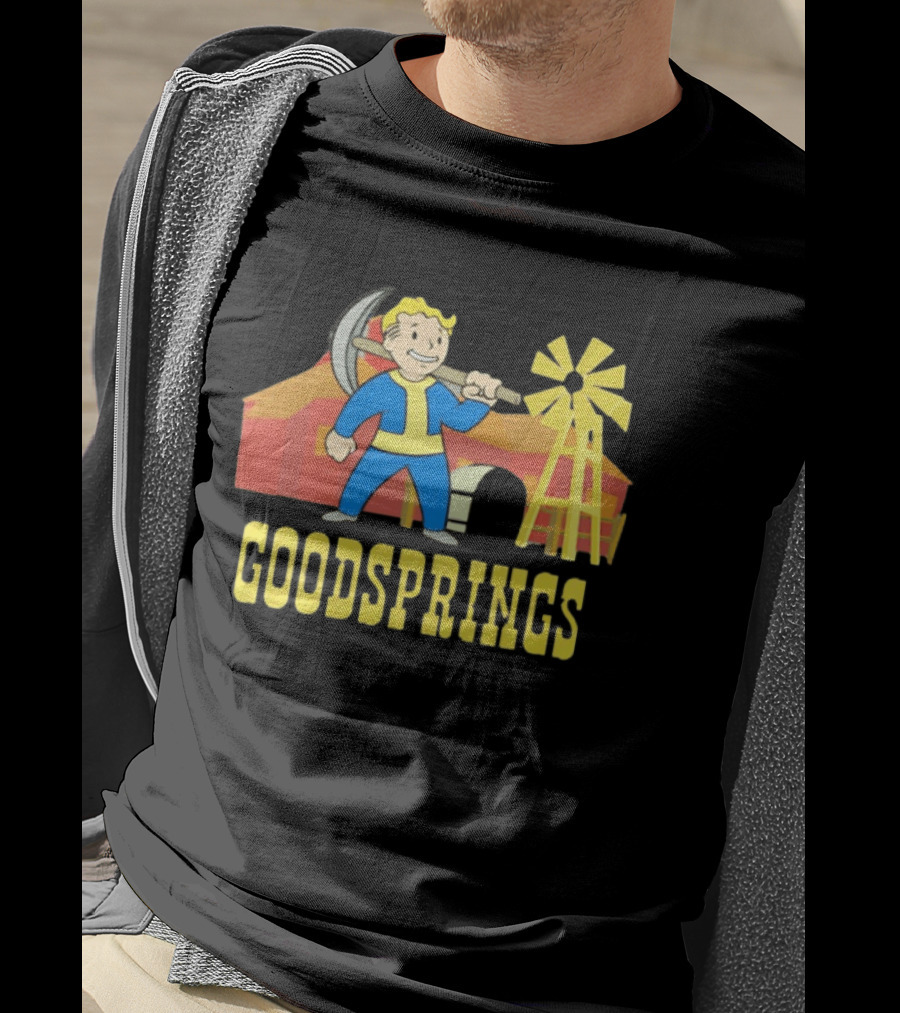 Vault Boy Goodsprings Fallout Windmill Pickaxe T-Shirt