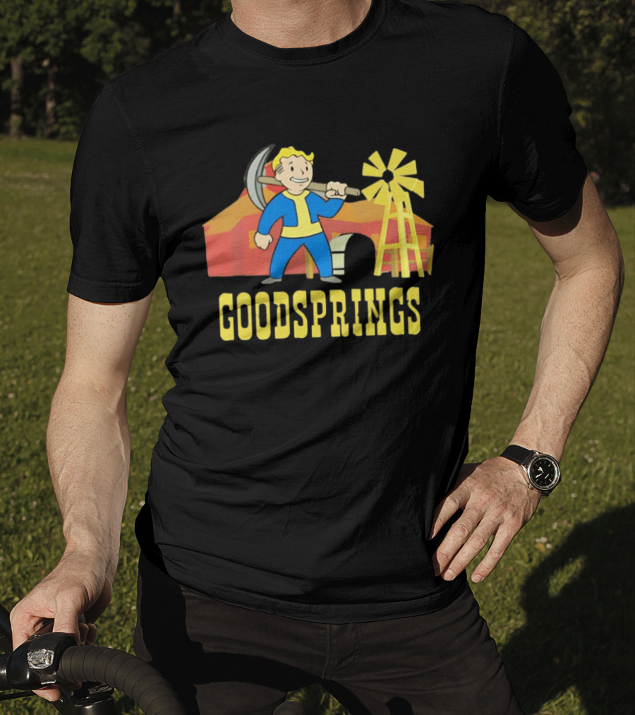 Vault Boy Goodsprings Fallout Windmill Pickaxe T-Shirt