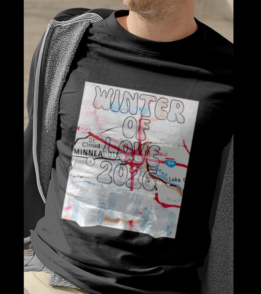 Winter Of Love 2026 Minneapolis Ice Map 94 7 T-Shirt