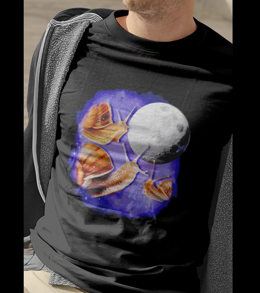 Yearning Snails Moon Cosmic Dreamscape Snail Galaxy T-Shirt