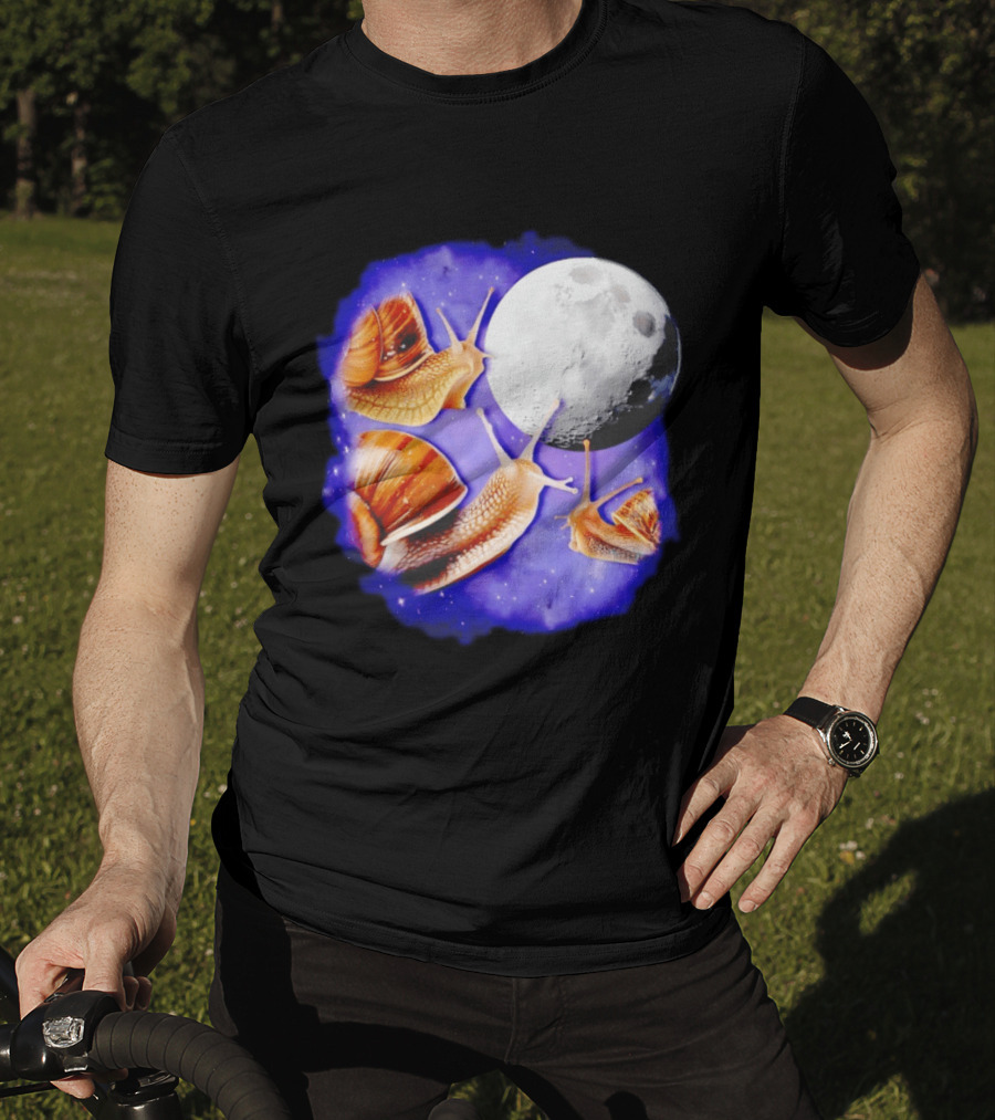 Yearning Snails Moon Cosmic Dreamscape Snail Galaxy T-Shirt