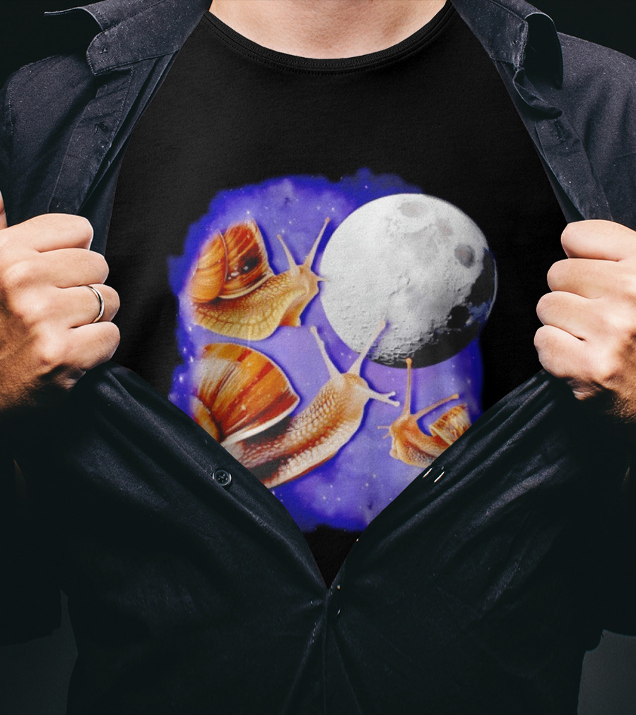 Yearning Snails Moon Cosmic Dreamscape Snail Galaxy T-Shirt