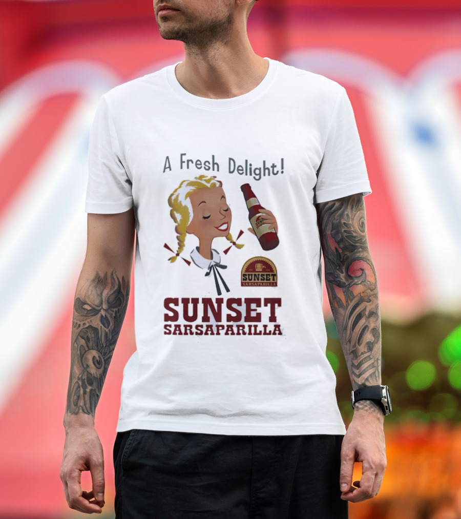 A Fresh Delight Sunset Sarsaparilla Bottle Vintage Fallout T-Shirt