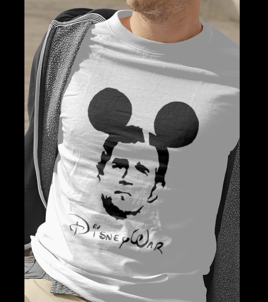 Disney War Mouse Satire With Iconic Ears And Stylized T-Shirt