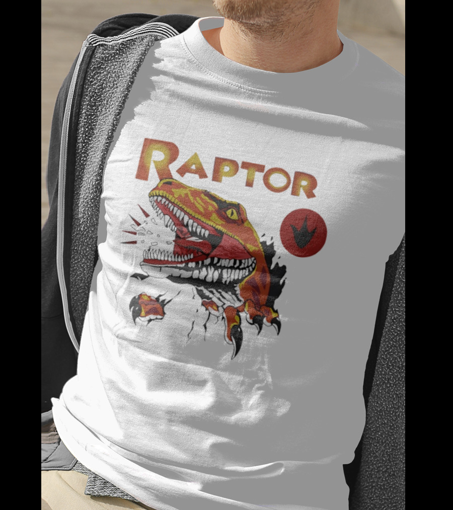Raptor Ghost World Dinosaur Art Claw Print T-Shirt