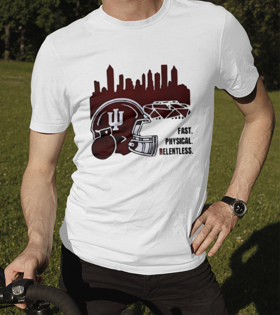 Indiana Hoosiers Helmet City Skyline Fast Physical Relentless T-Shirt