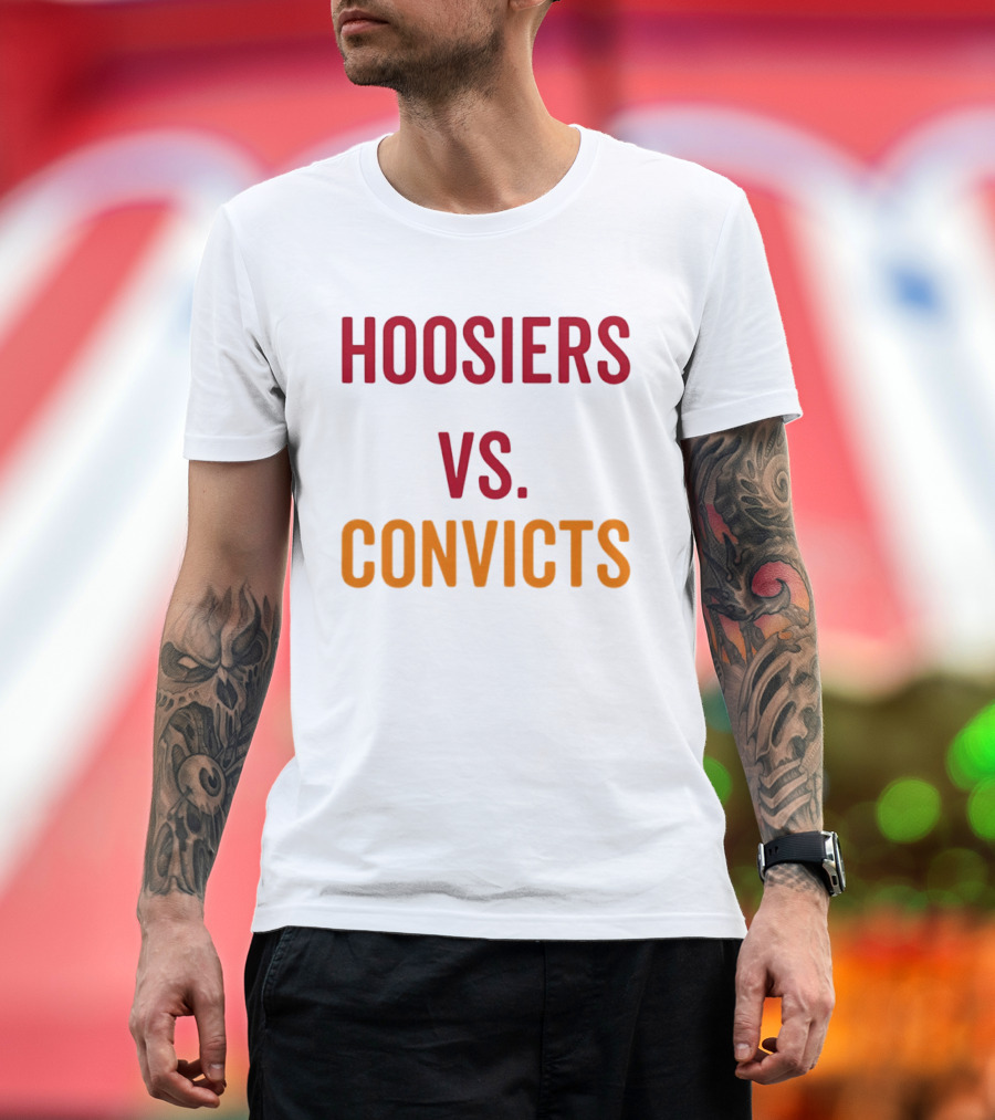 Indiana Hoosiers Vs Miami Hurricanes Hoosiers Vs Convicts Football 2026 T-Shirt