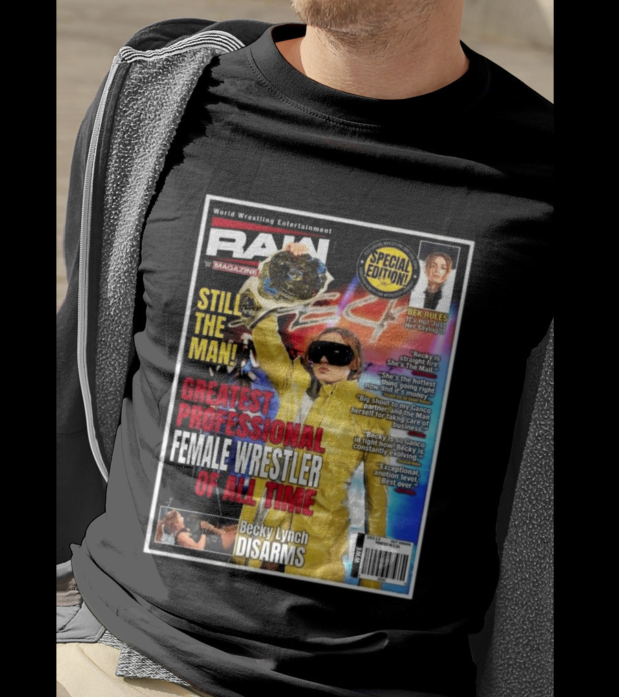 World Wrestling Entertainment Raw Magazine Special Edition Becky Lynch Greatest Professional Female Wrestler Of All Time T-Shirt