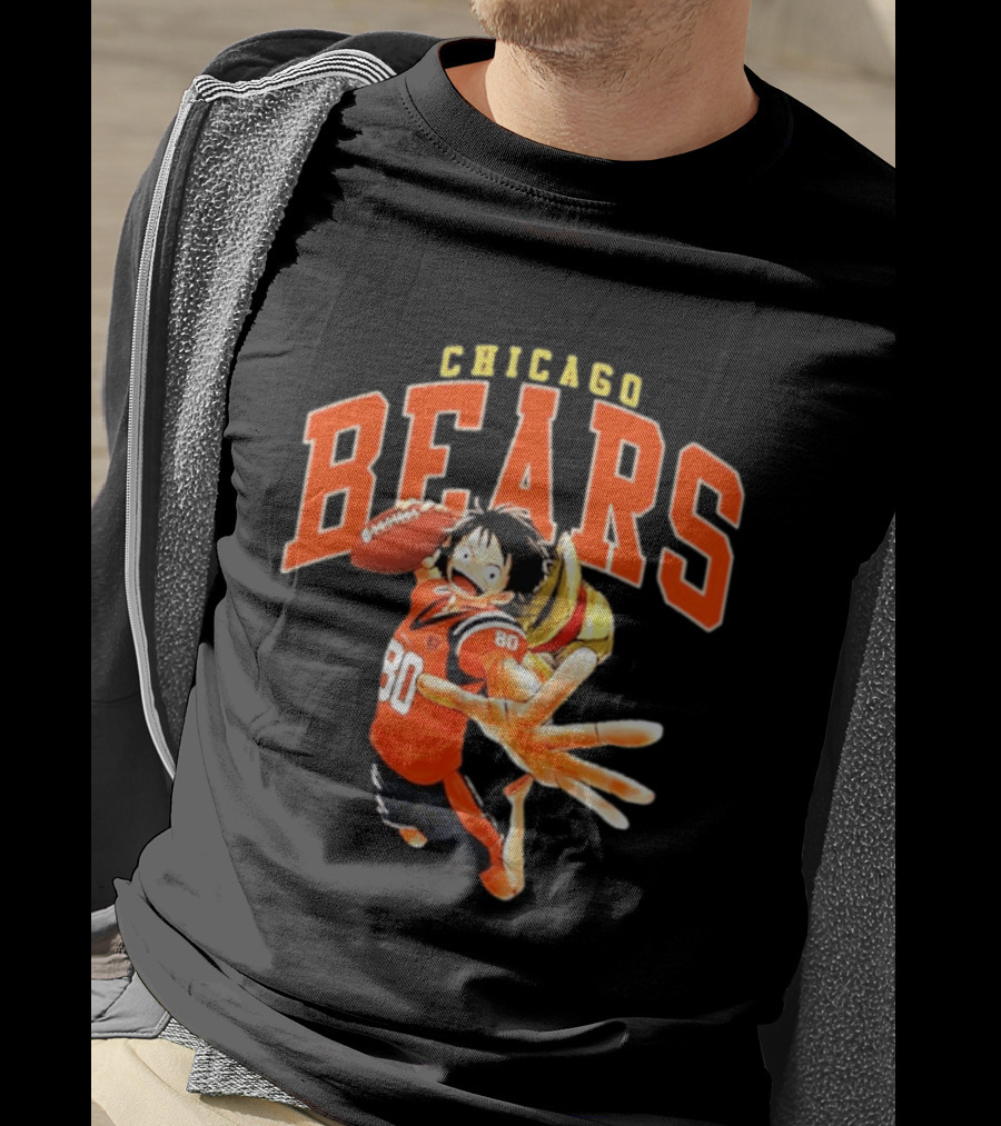 Chicago Bears One Piece Crossover Luffy Football Collaboration T-Shirt