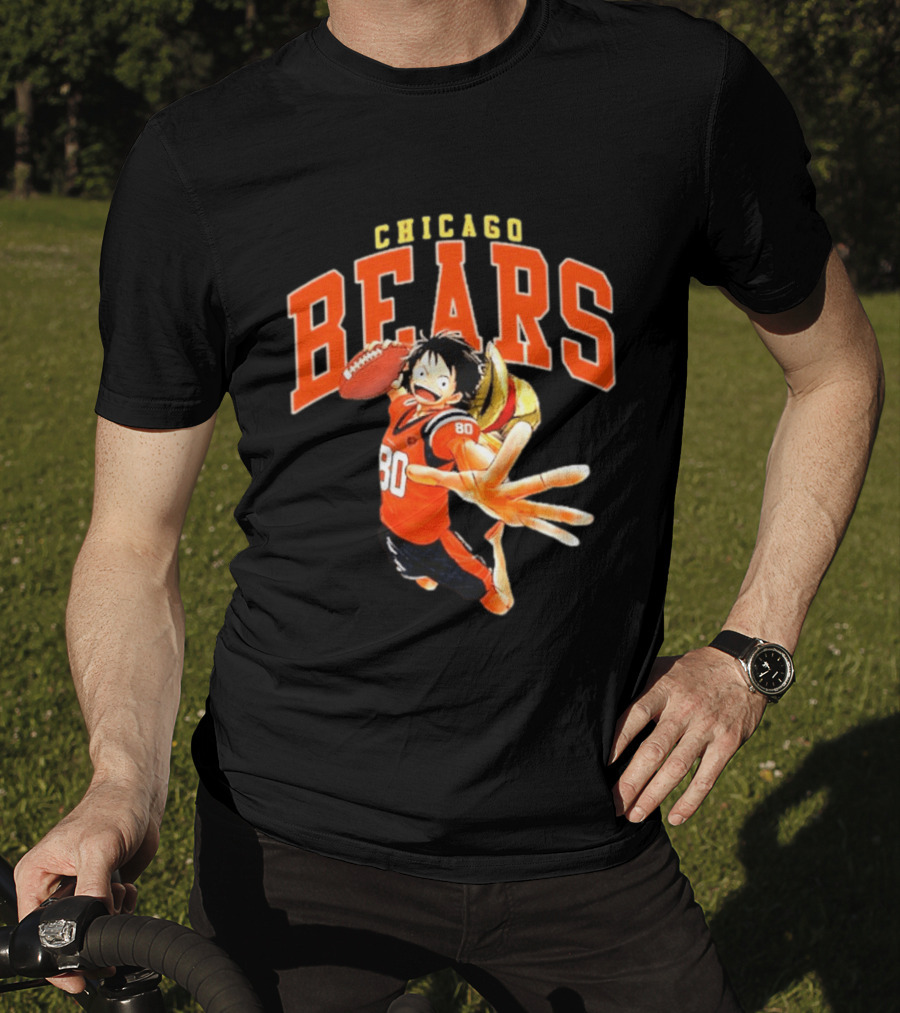 Chicago Bears One Piece Crossover Luffy Football Collaboration T-Shirt