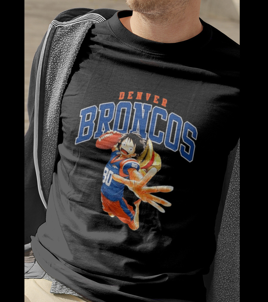 Denver Broncos One Piece Crossover Luffy Football Fan Gear T-Shirt