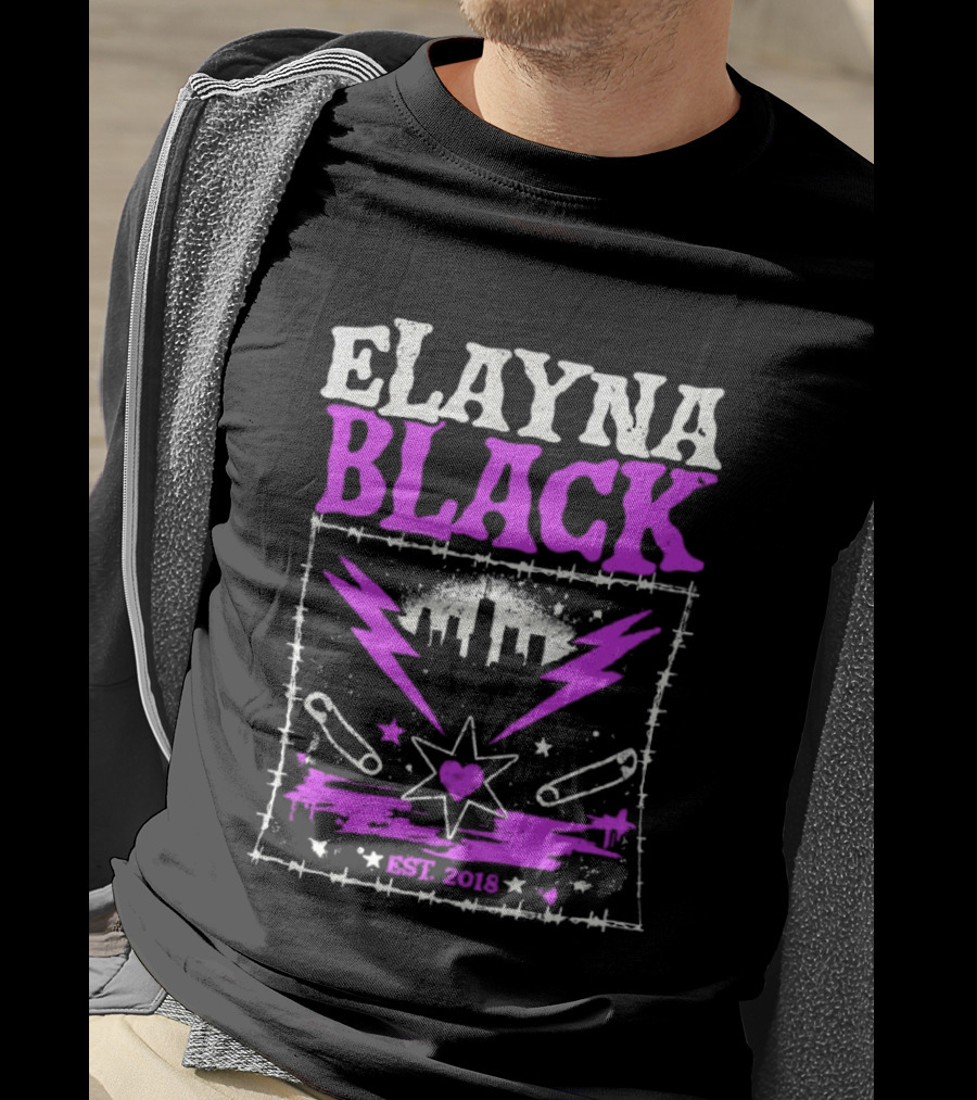 Elayna Black Heart Star Lightning Est 2018 T-Shirt