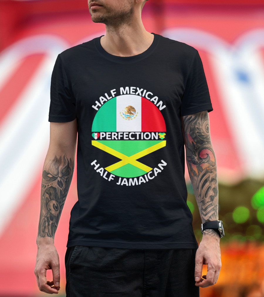 Half Mexican Perfection Half Jamaican Flag Fusion T-Shirt