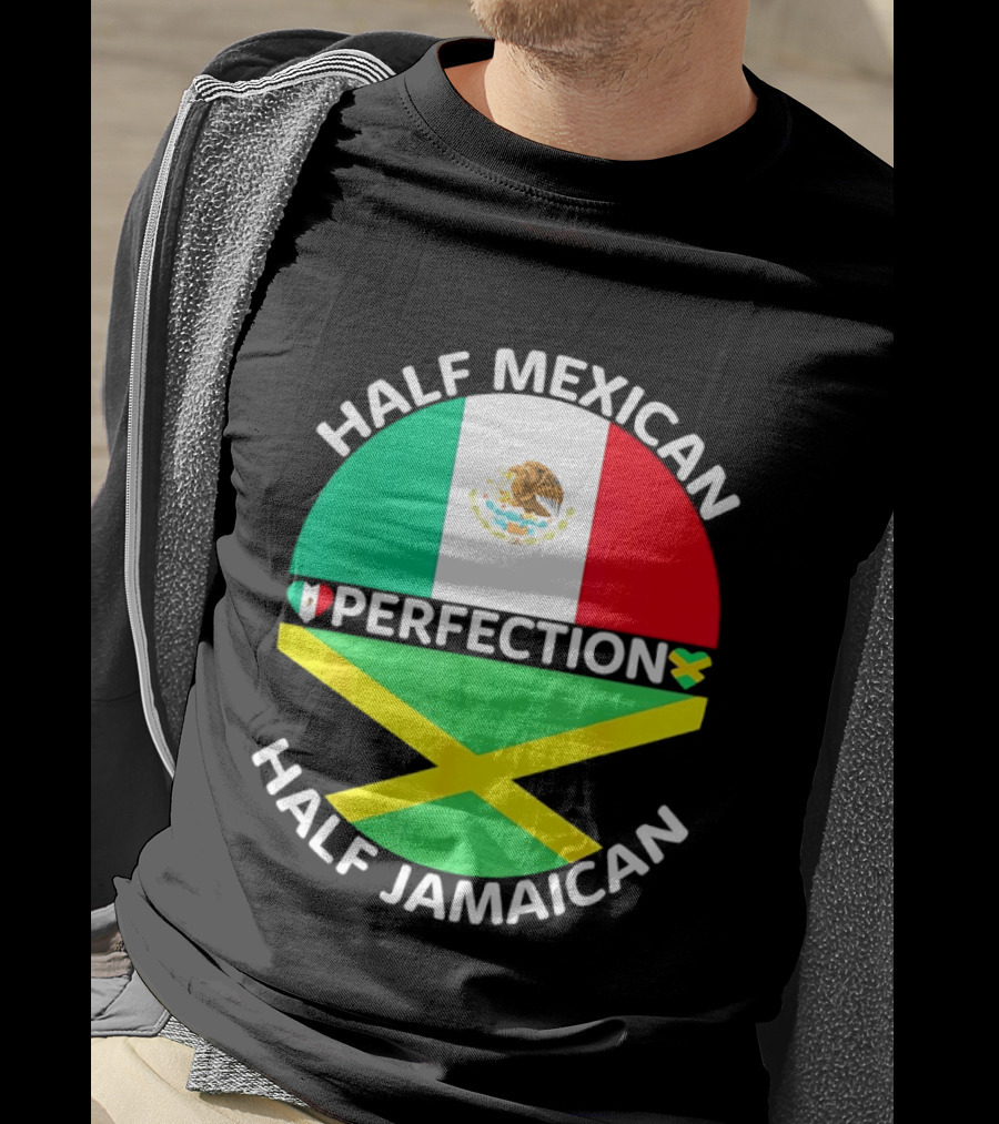 Half Mexican Perfection Half Jamaican Flag Fusion T-Shirt