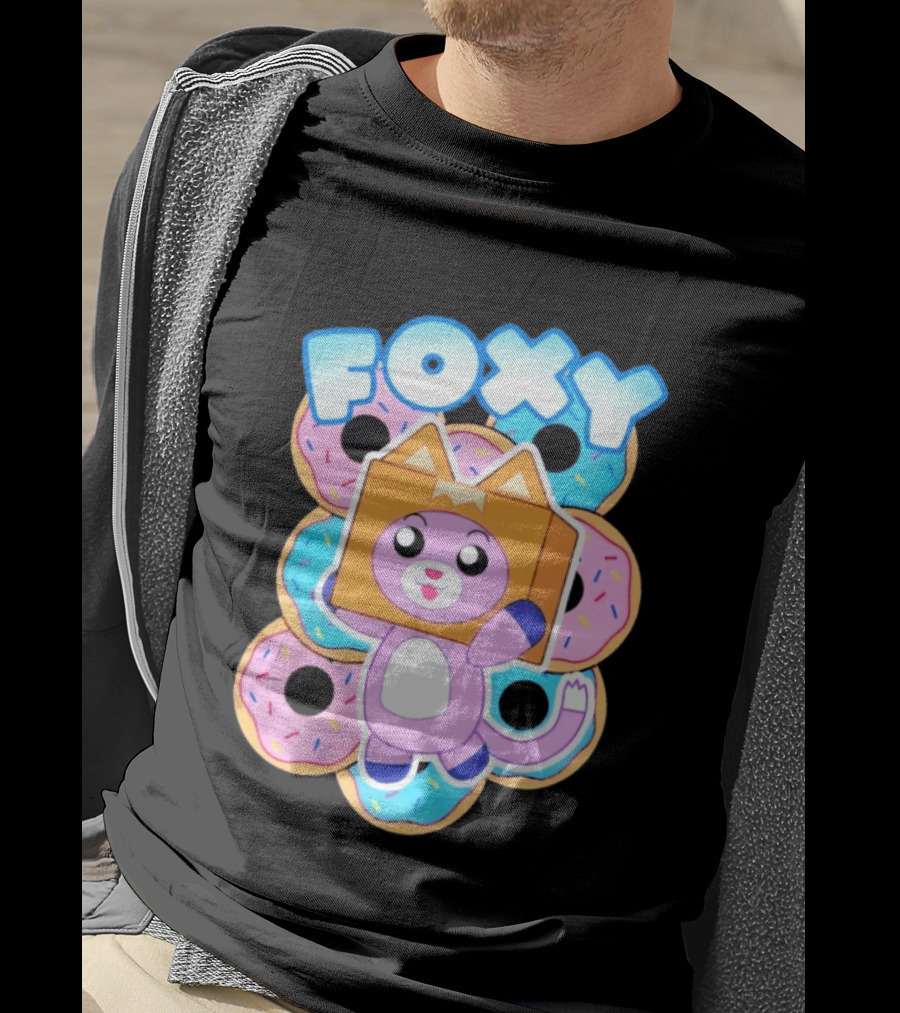 LankyBox Foxy Pink Donuts Fun Cartoon T-Shirt