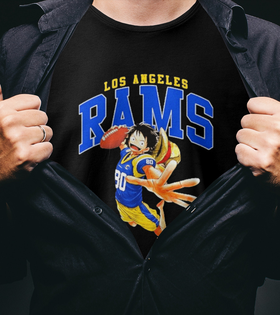 Los Angeles Rams One Piece Crossover Luffy NFL Collaboration T-Shirt