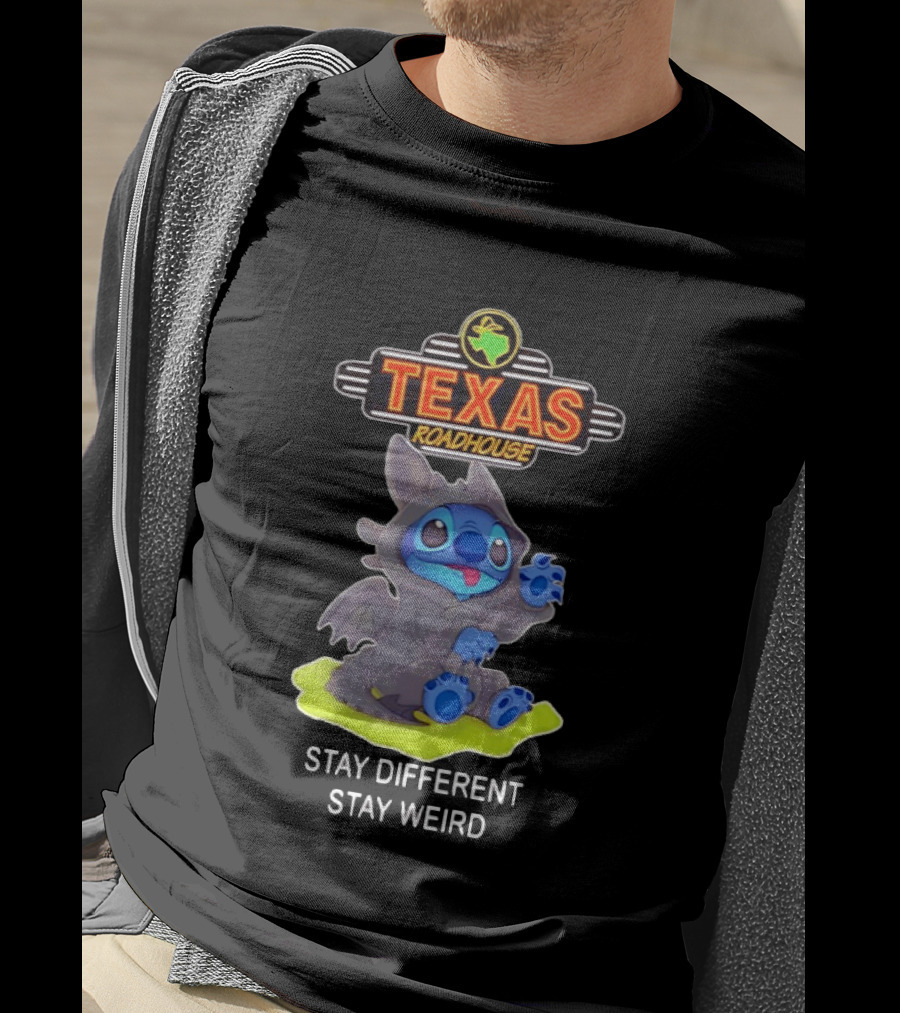 Texas Roadhouse Stitch Toothless Stay Different Stay Weird T-Shirt