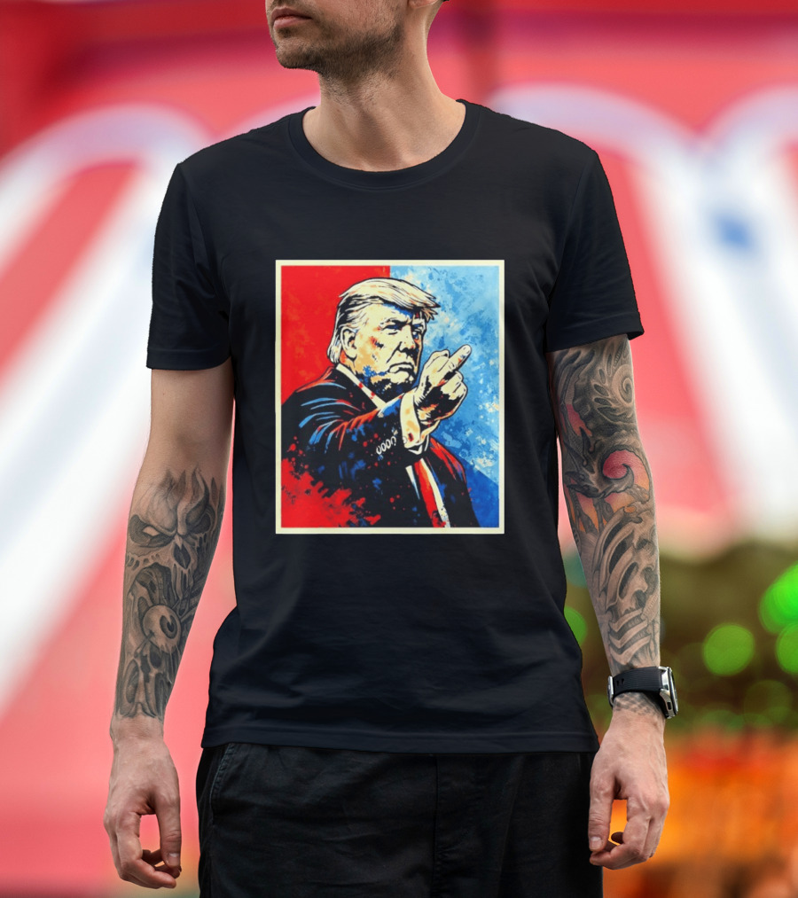 Trump 2026 Meme Middle Finger Red Blue Pop T-Shirt