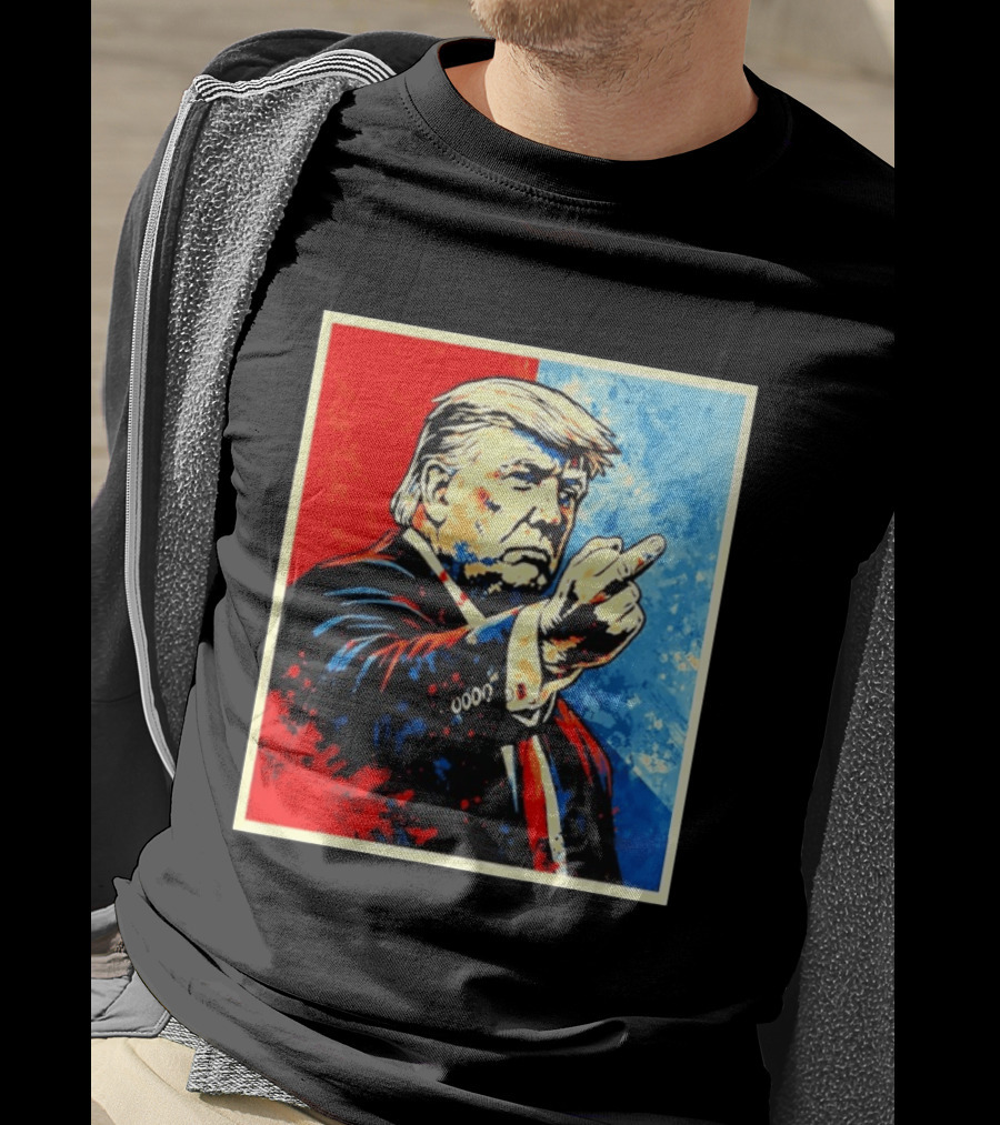 Trump 2026 Meme Middle Finger Red Blue Pop T-Shirt