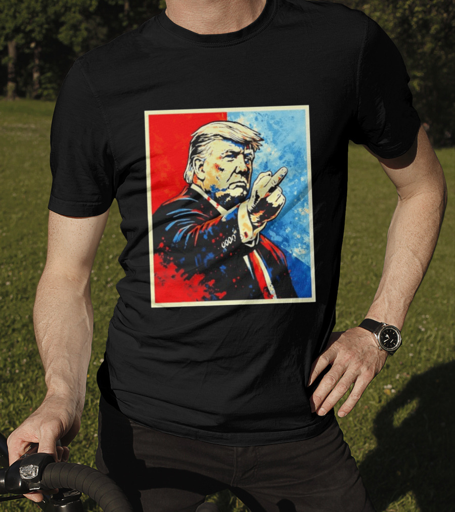 Trump 2026 Meme Middle Finger Red Blue Pop T-Shirt