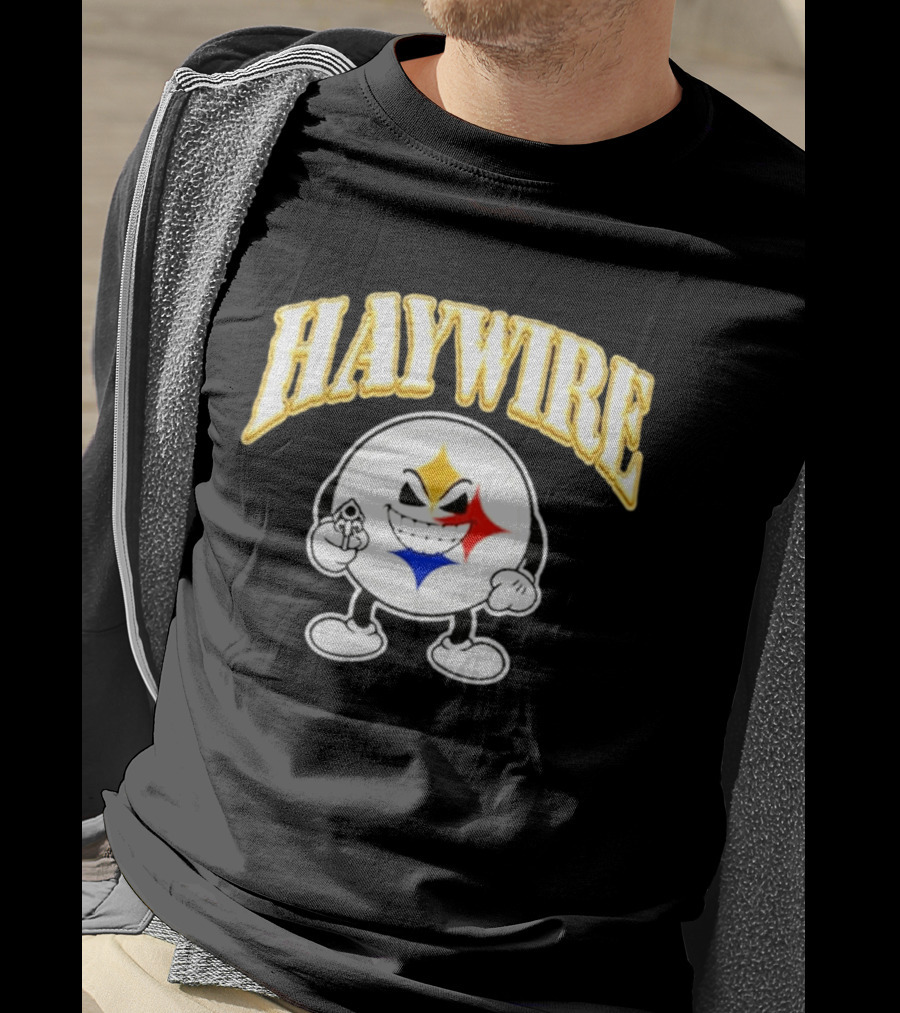 Pittsburgh Steelers Haywire Fun Character With Gun And Grin T-Shirt