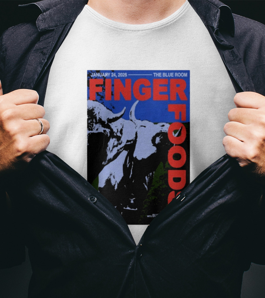 January 24 2026 Finger Foods The Blue Room Budge Superhero Most Improved T-Shirt