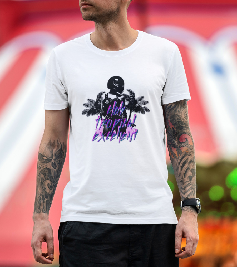 Club Tropical Excellent Palms And Helmet Fusion Retro Aesthetic T-Shirt