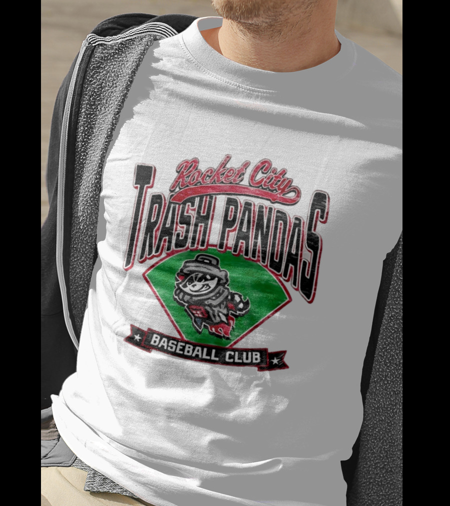 Rocket City Trash Pandas Baseball Club Team Logo Raccoon T-Shirt