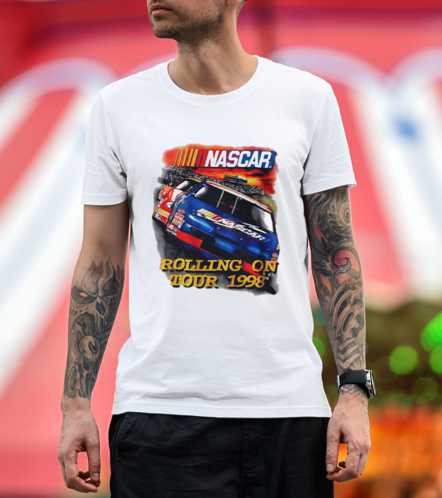 NASCAR Rolling On Tour 1998 Vintage Racing Scene T-Shirt