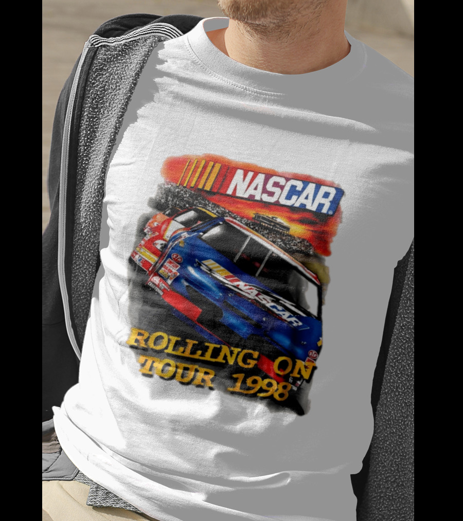 NASCAR Rolling On Tour 1998 Vintage Racing Scene T-Shirt
