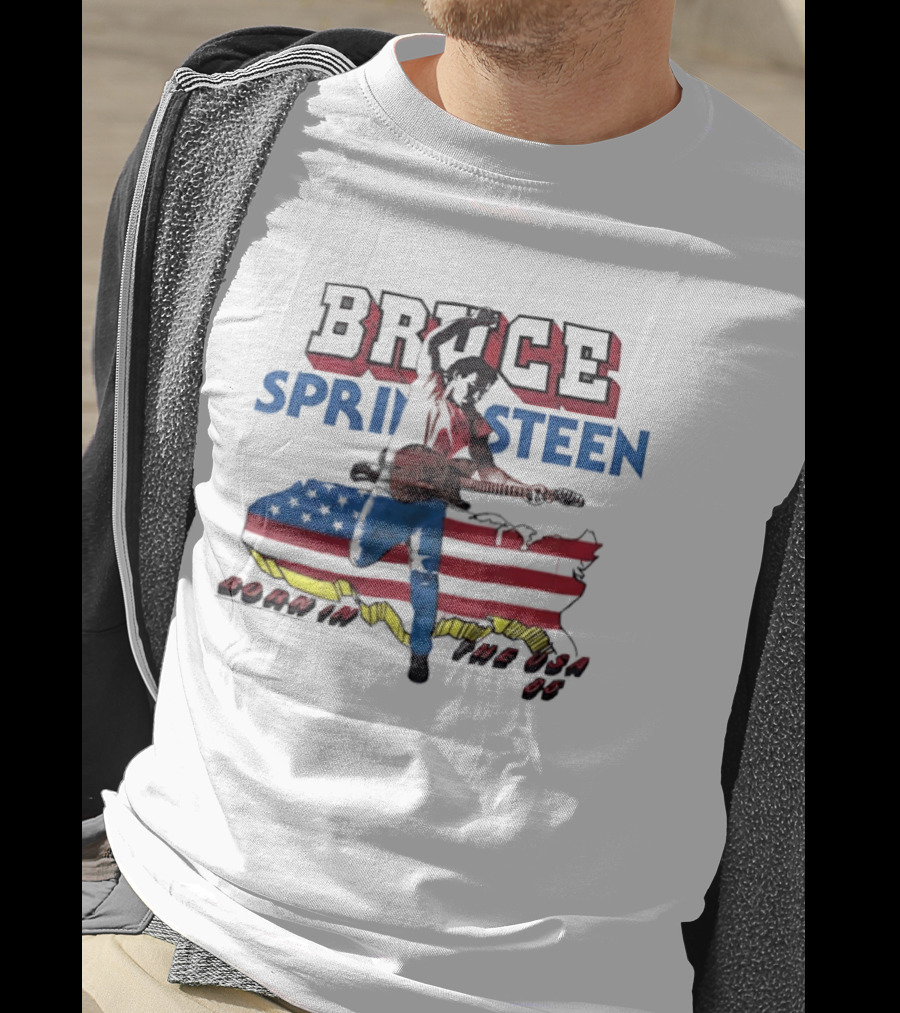 Bruce Springsteen Born In The USA 85 Map Guitar T-Shirt