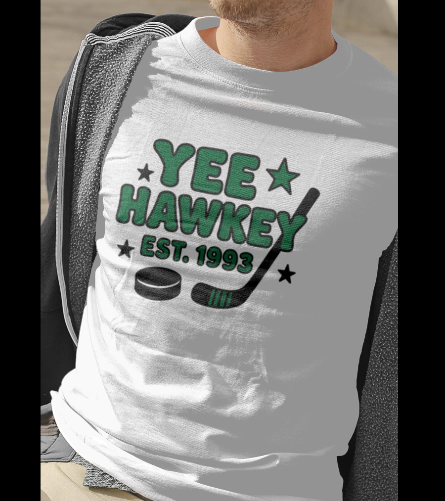 Yee Hawkey Hockey Stick Puck Stars Est 1993 T-Shirt