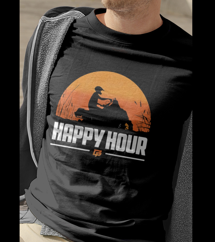 Happy Hour Motorcycle Sunset Silhouette Adventure T-Shirt