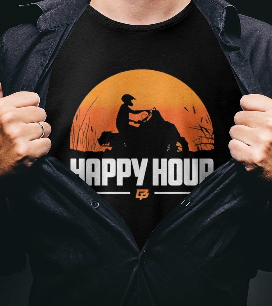 Happy Hour Motorcycle Sunset Silhouette Adventure T-Shirt