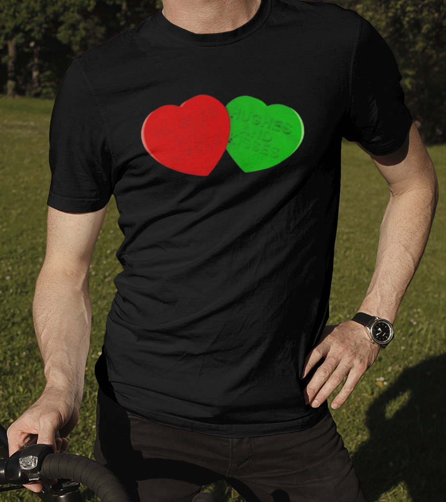 Hughes And Kisses Red Green Heart T-Shirt