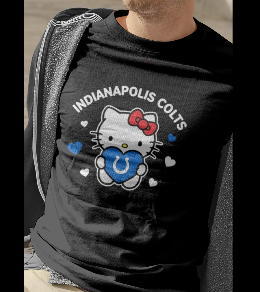 Indianapolis Colts Hello Kitty Blue Heart Valentine 2026 T-Shirt