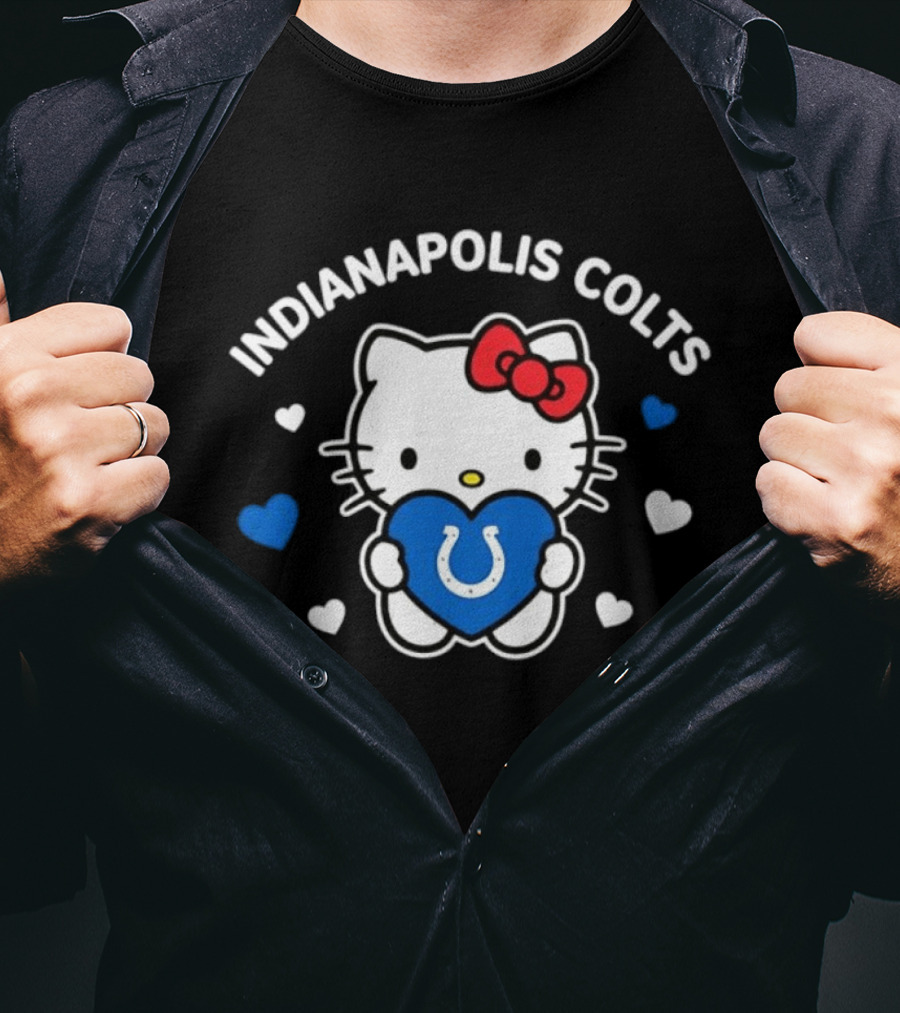 Indianapolis Colts Hello Kitty Blue Heart Valentine 2026 T-Shirt