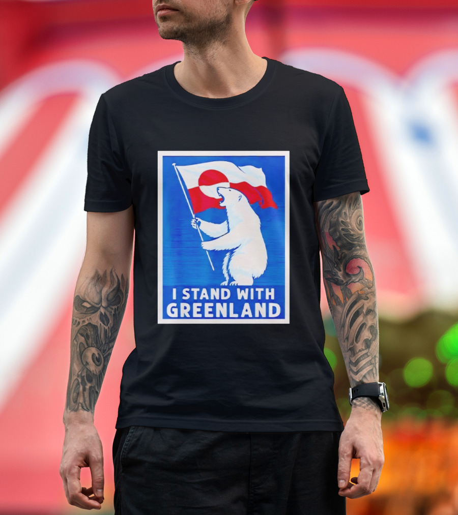 I Stand With Greenland Polar Bear Flag White Bear T-Shirt