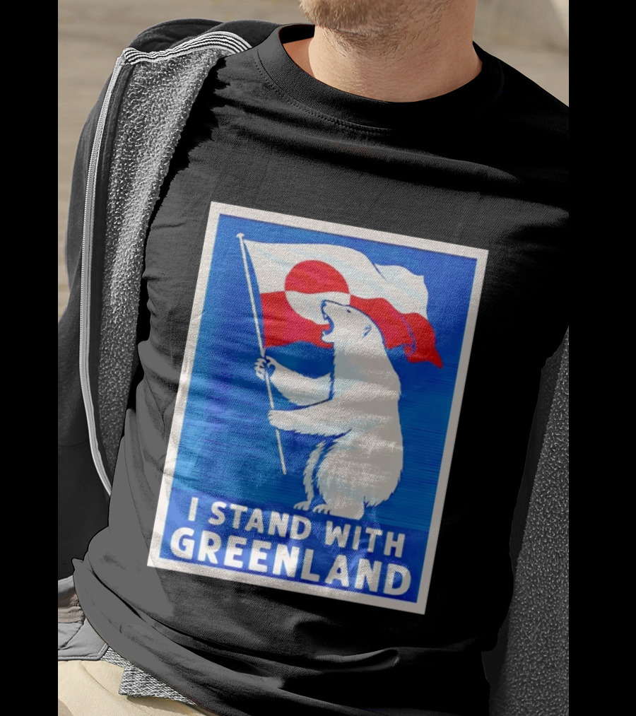 I Stand With Greenland Polar Bear Flag White Bear T-Shirt