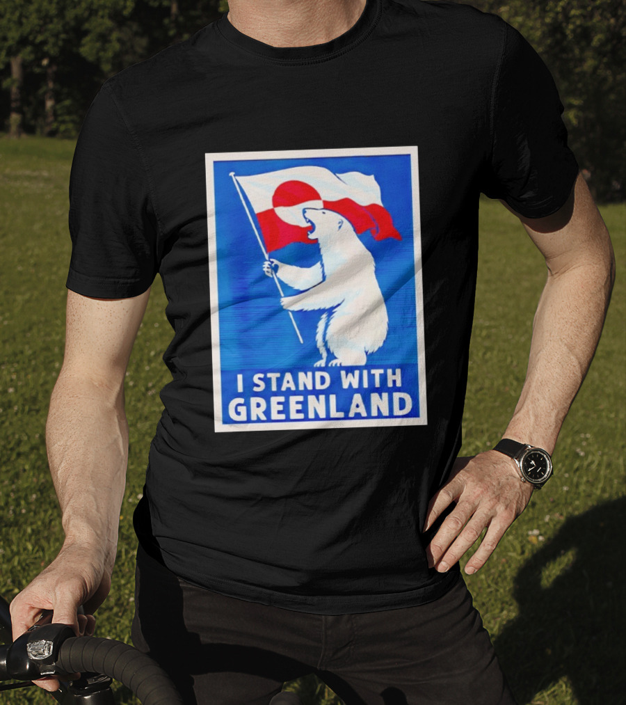 I Stand With Greenland Polar Bear Flag White Bear T-Shirt