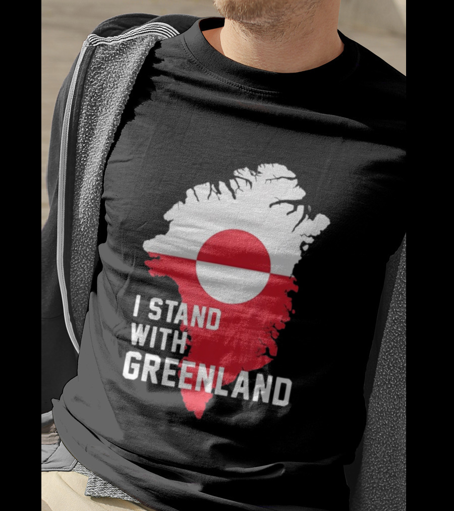 I Stand With Greenland Greenlanders Support Flag Map T-Shirt
