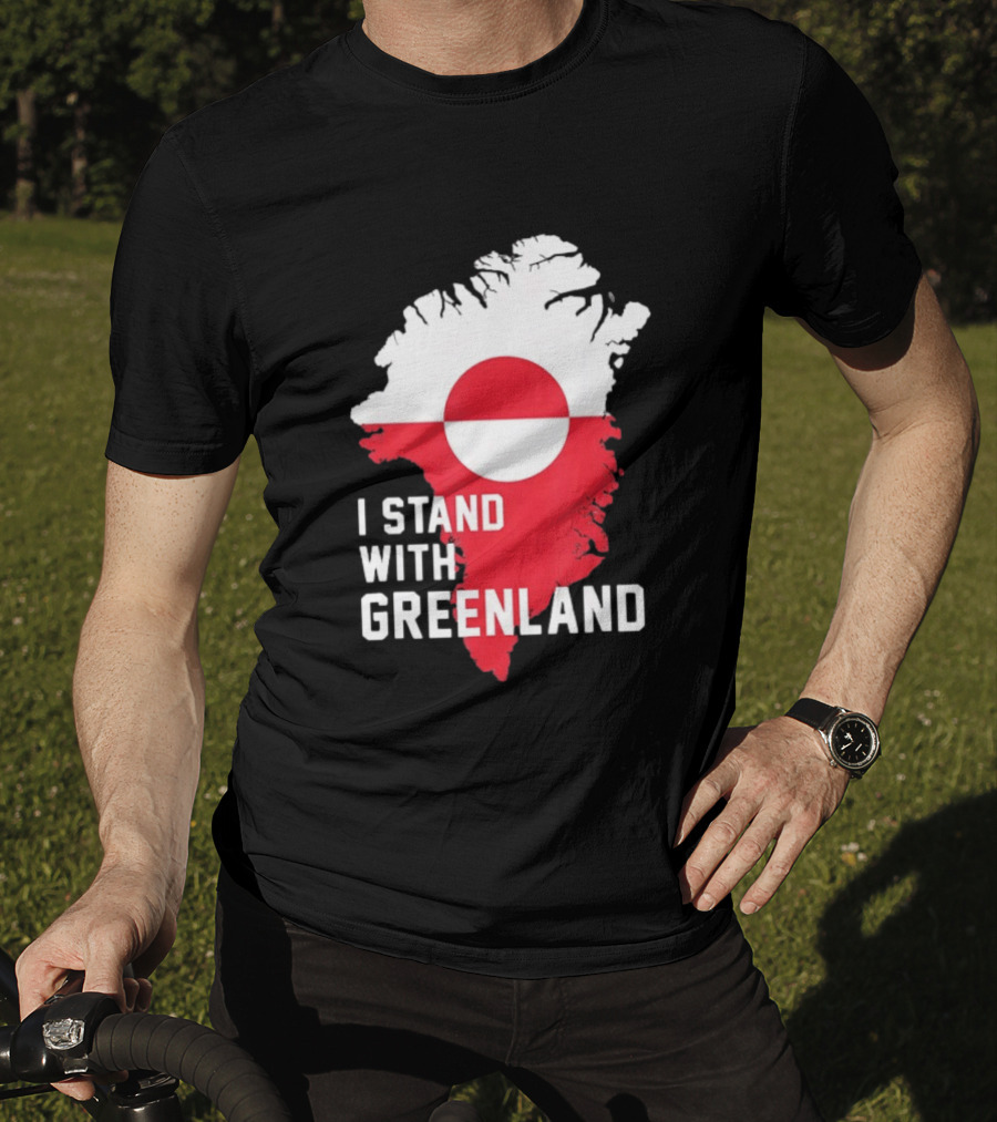 I Stand With Greenland Greenlanders Support Flag Map T-Shirt