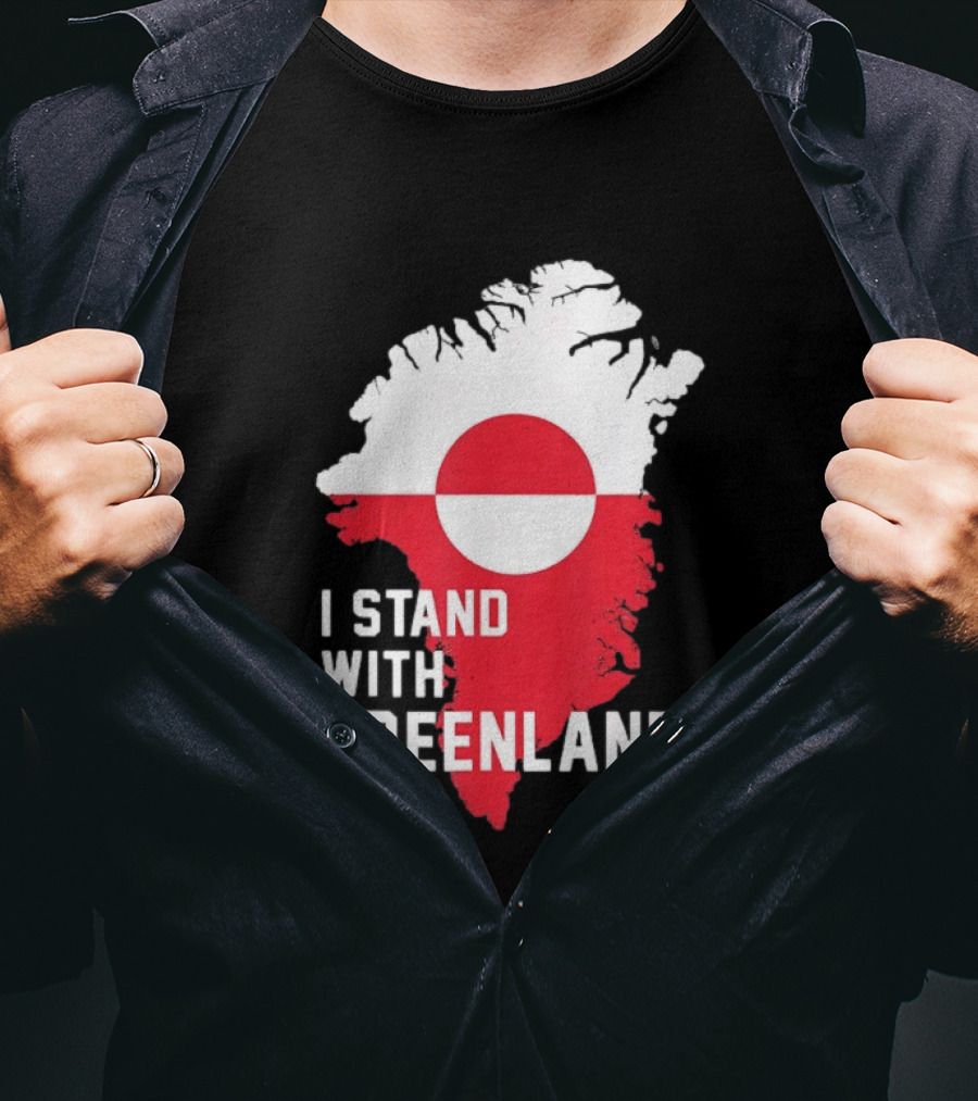 I Stand With Greenland Greenlanders Support Flag Map T-Shirt
