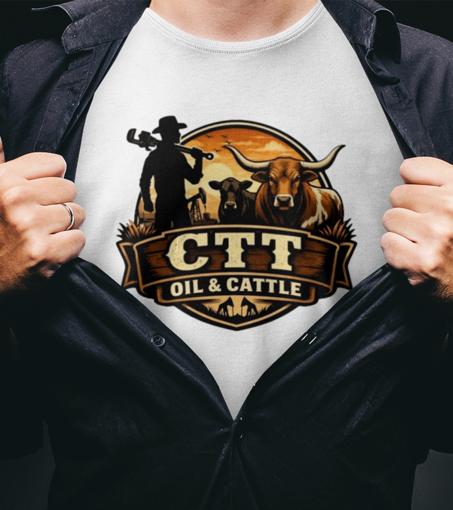 CTT Oil And Cattle Western Ranching Cowboys And Livestock T-Shirt