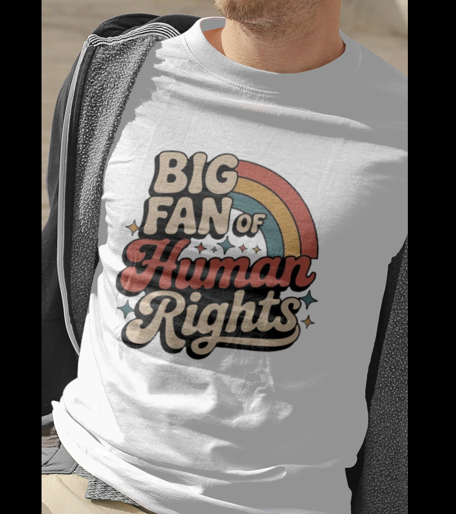 Big Fan Of Human Rights Retro Rainbow T-Shirt